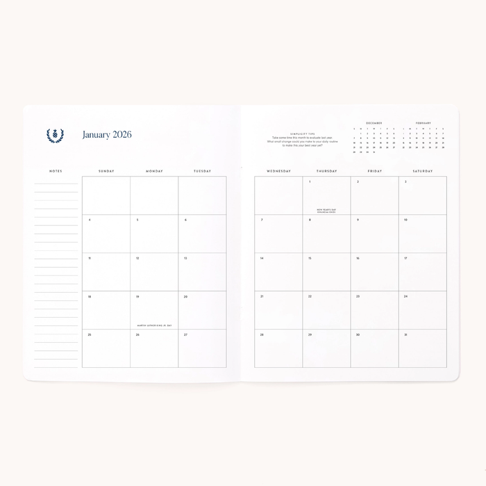 2026 Softcover Monthly Simplified Planner - Happy Stripe
