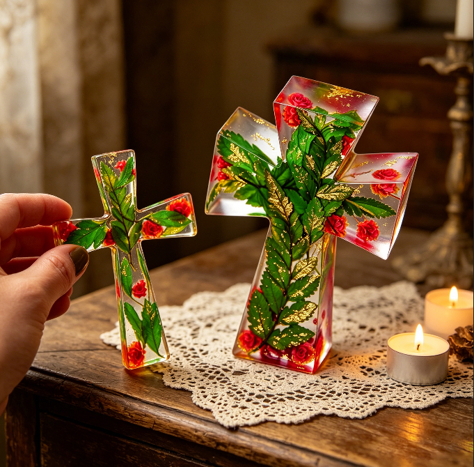 2pcs Cross Pendant Ornament Resin Mold