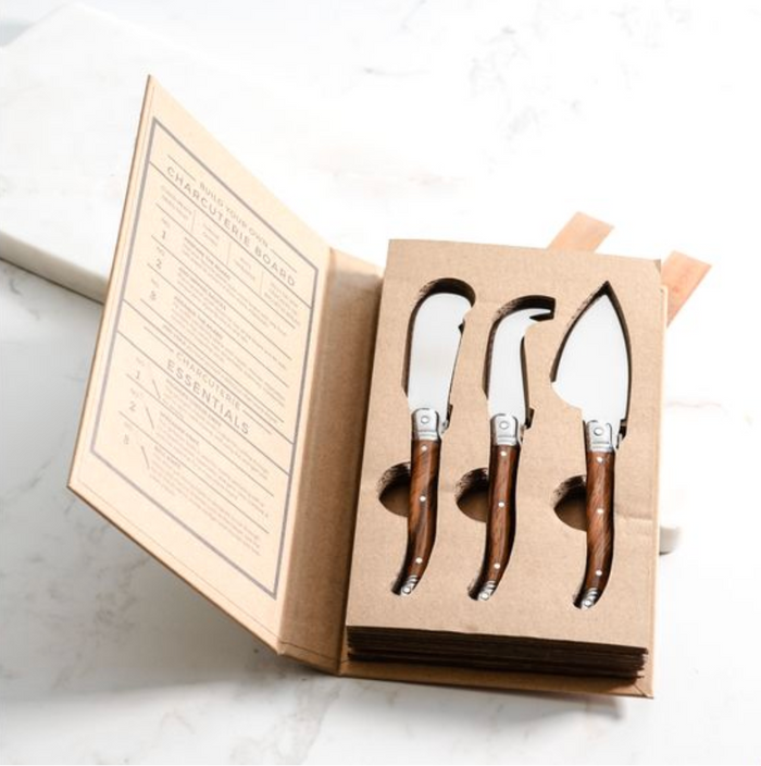 3-Piece Wood Grain Cheese Knife Set