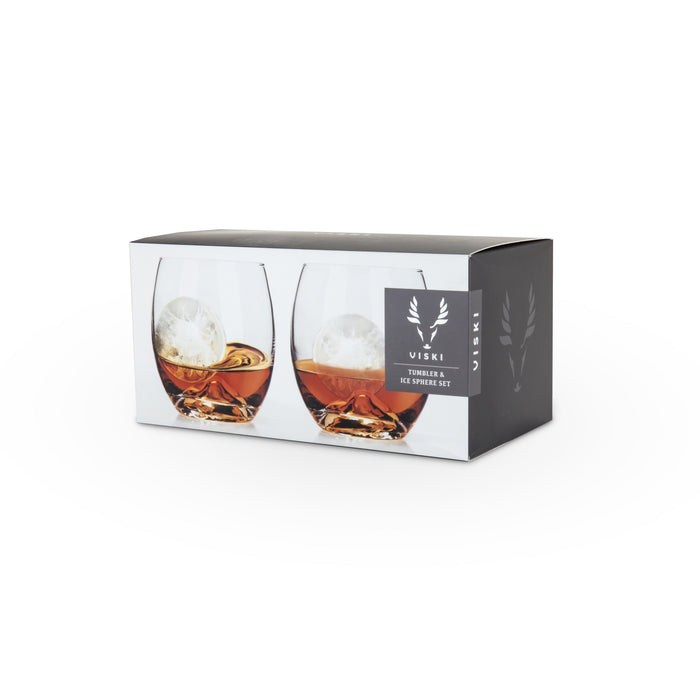 4-Piece Ice Sphere Mold and Crystal Tumbler Set (Online Only)