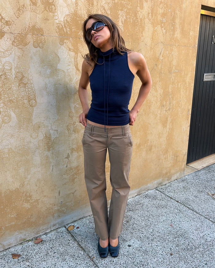 Low Rise Pocket Pant - Brown