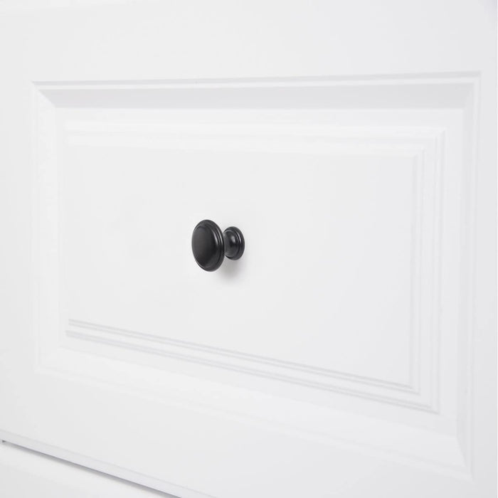 AmazonBasics Button Mushroom Cabinet Knob 1.25in Diameter Flat Black 10Pack