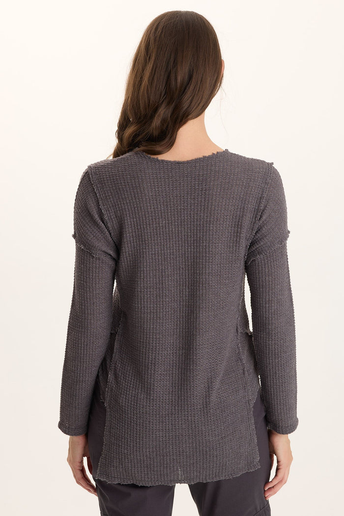 XCVI Arnie Thermal Asymmetrical Hem V-Neck Top
