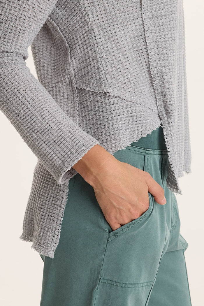 XCVI Arnie Thermal Asymmetrical Hem V-Neck Top