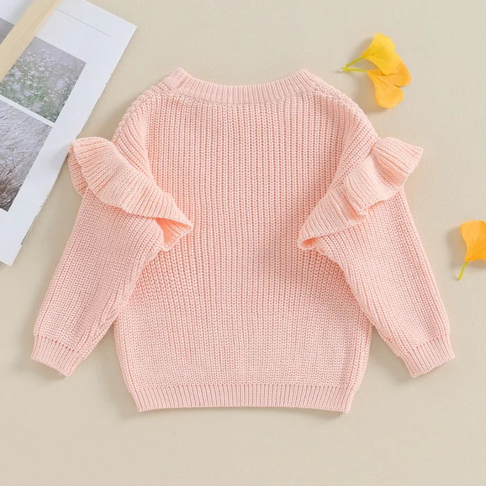 AUDREY Ruffle Sleeve Knitted Sweater