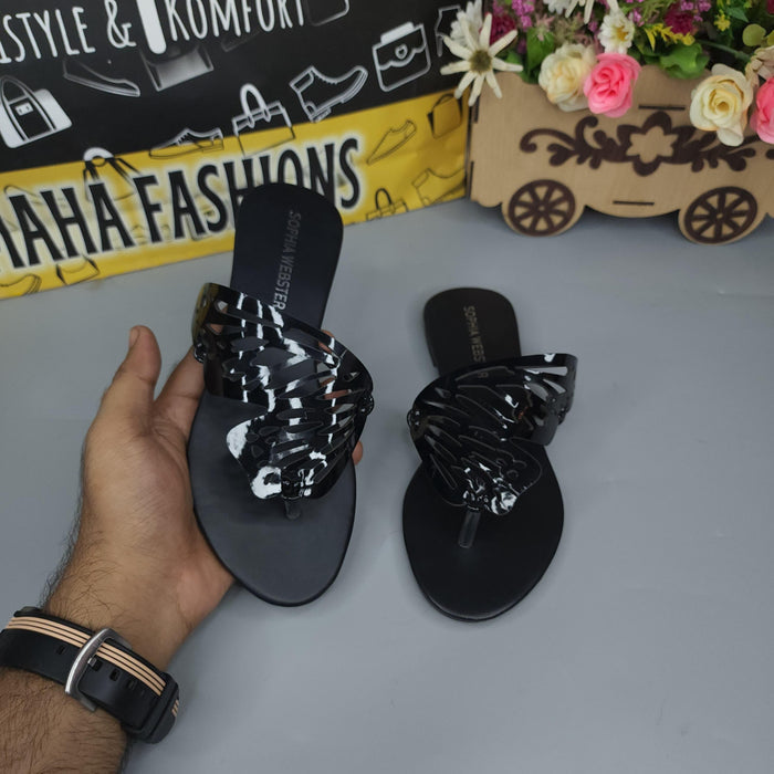 Black Butterfly Slippers - Maha fashions - Women Footwear
