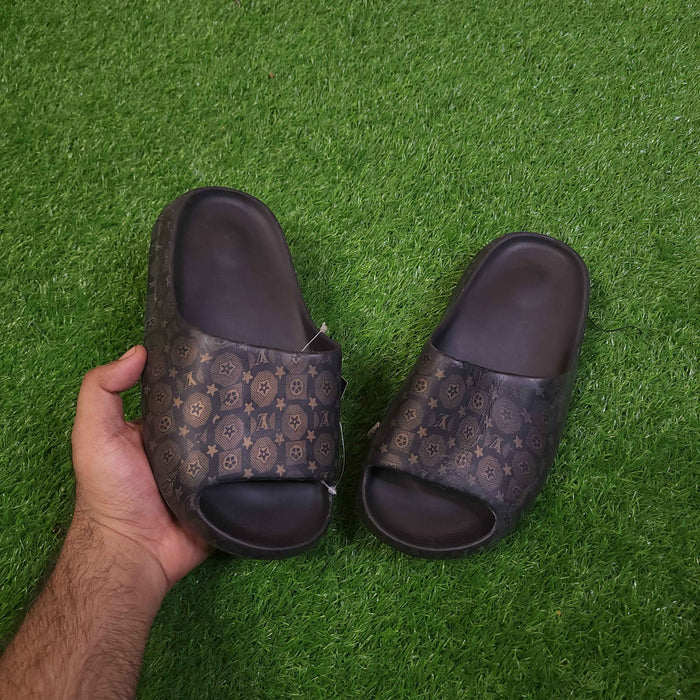 Black Printed Comfy Slippers - Maha fashions - Women Footwear