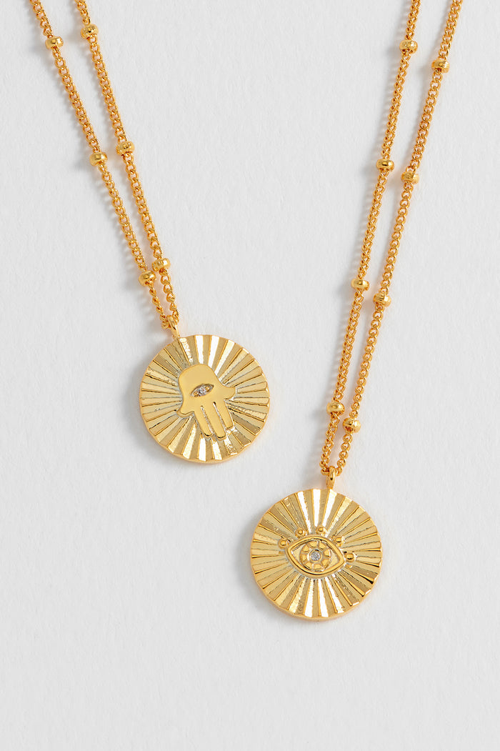 Boho Hamsa Hand Coin Necklace