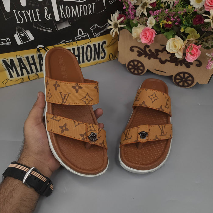 Buckle Camel Slippers - Maha fashions - Men Footwear