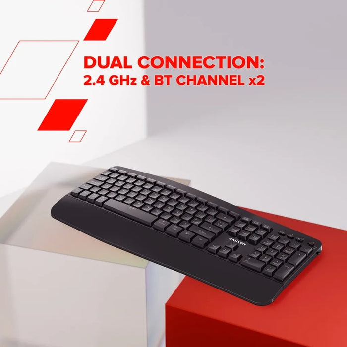 Canyon Ergonomic Wireless Keyboard | HKB-W6 - Black