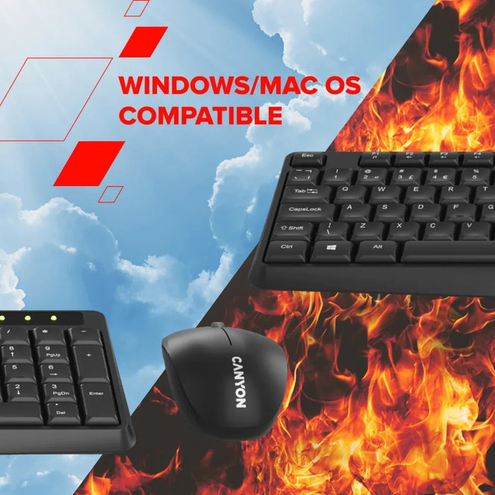 Canyon Wireless Mouse & Keyboard Set | SET-W01 - Black