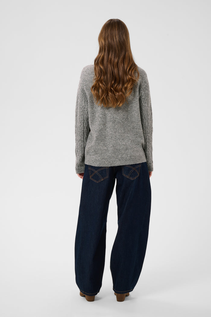 Cream 10615300 CRHope Knit Cardigan back view on model grey knit Shop Cream at Dotique