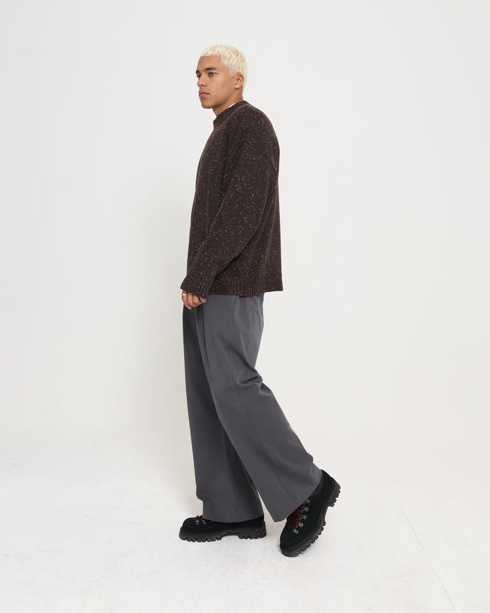 Crew Neck Sweater - Brown Speckle