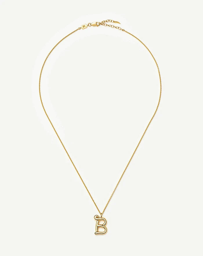 Curly Molten Initial Pendant Necklace - B | 18k Gold Vermeil Necklaces Missoma