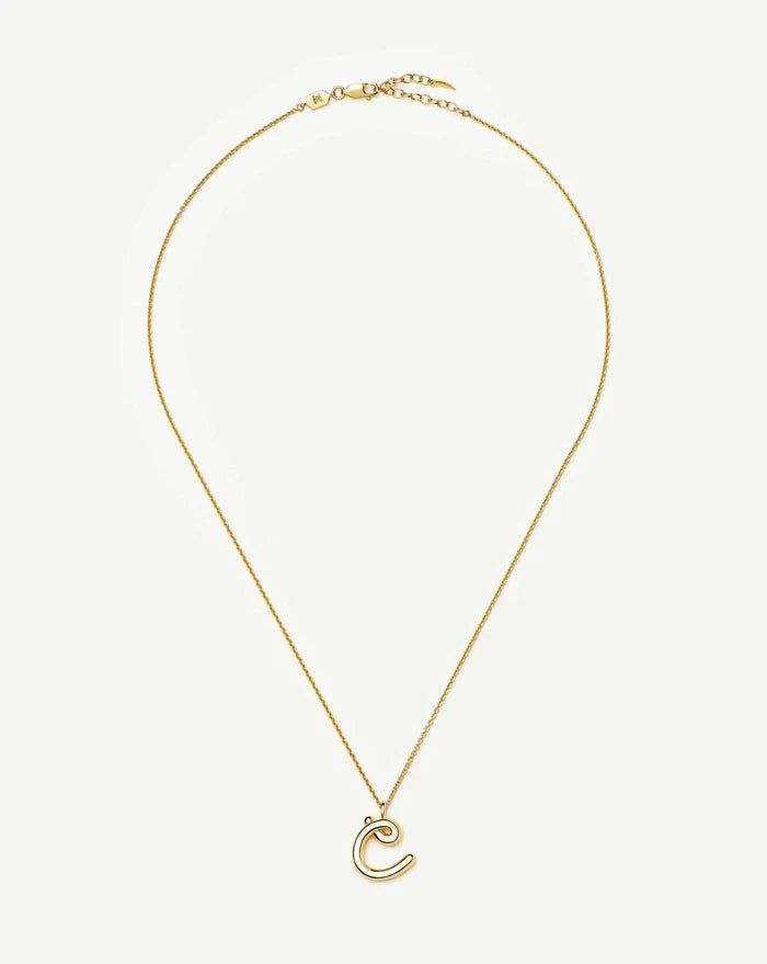 Curly Molten Initial Pendant Necklace - C | 18k Gold Vermeil Necklaces Missoma