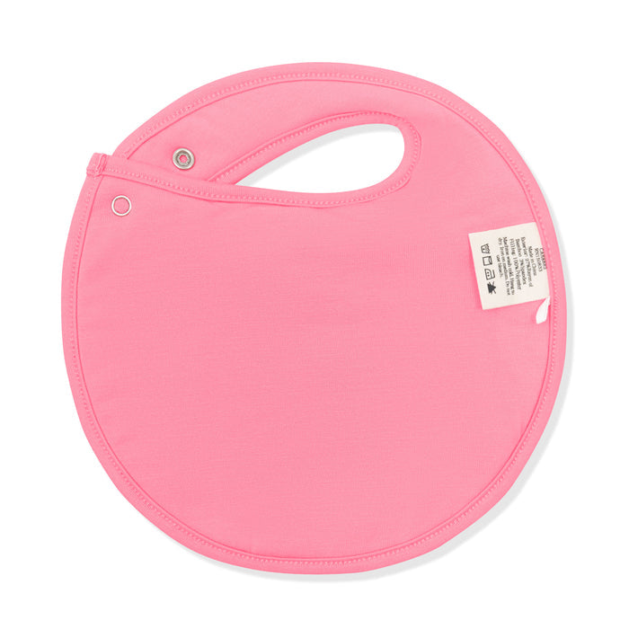 The pink colored backing on the Cushy Bib in Tulip