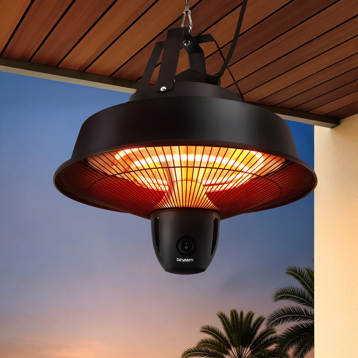 Devanti 2000W Electric Patio Heater Ceiling Mounted Hanging Heaters Remote - Devanti