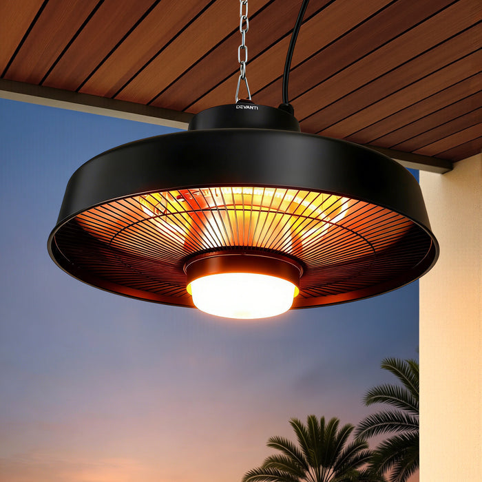 Devanti 2000W Outdoor Electric Patio Heater Ceiling Mount with LED Light Remote - Devanti