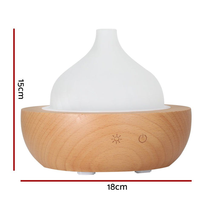 Devanti Aroma Aromatherapy Diffuser LED Oil Ultrasonic Air Humidifier Glass Wood -Home Living Store - -