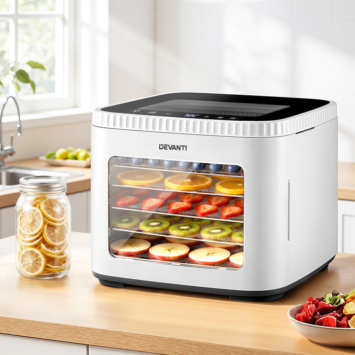 Devanti Food Dehydrator Machine 5 Tray Mini Fruit Dryer Maker White - Devanti
