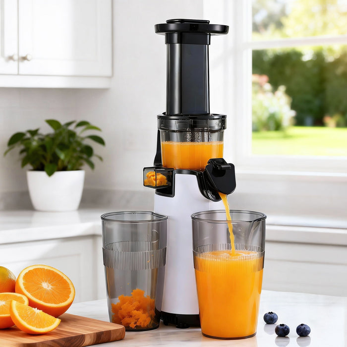 Devanti Slow Juicer Cold Press Fruit Juice Extractor 130W White - Devanti