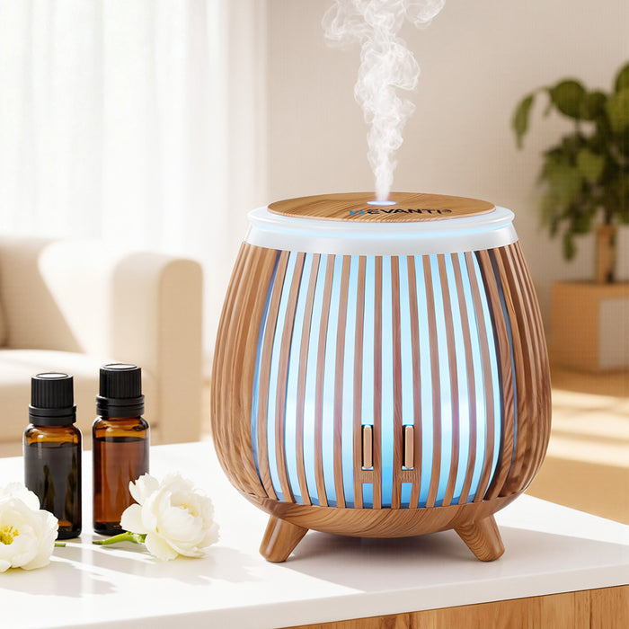 Devanti Ultrasonic Aroma Diffuser Aromatherapy 140ml LED Lights Iron Humidifier Forest Deep Wood - Devanti