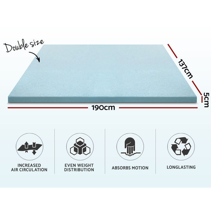 Giselle Bedding Memory Foam Mattress Topper Cool Gel 5cm Double -Home Living Store - -