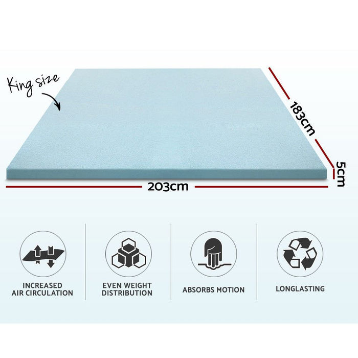 Giselle Bedding Memory Foam Mattress Topper Cool Gel 5cm King -Home Living Store - -