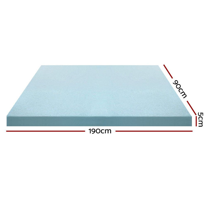 Giselle Bedding Memory Foam Mattress Topper Cool Gel 5cm Single -Home Living Store - -