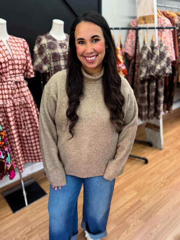Hallie Solid Turtleneck Sweater - Camel