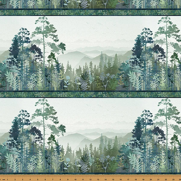 Hoffman Fabrics- Tree Line- Stripe Bluegrass