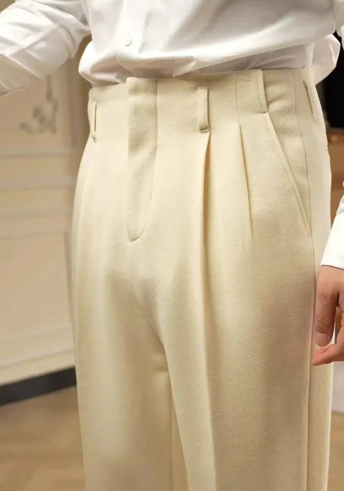 Hollywood wool blend trousers - AntoniosClothing - Beige