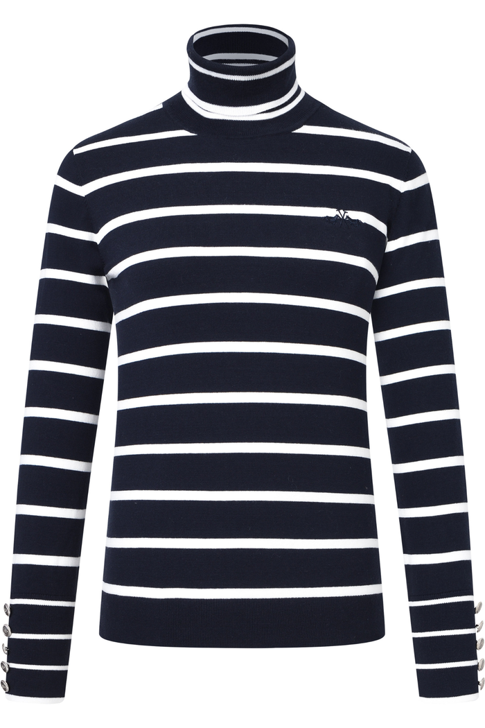 HV Society Jumper HVSXandra Navy 0409103856 navy and white striped turtleneck Shop HV Society at Dotique