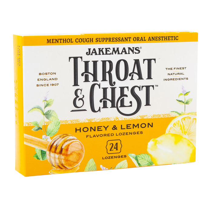 Jakemans Cough Drops Throat & Chest Honey Lemon 24 Pc 3oz Box - 6ct