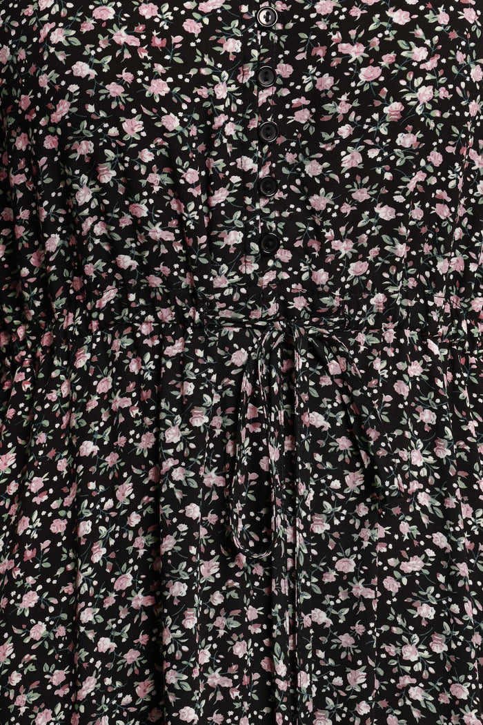 Petal and Pup USA DRESSES Kelda Dress - Black Rosebud Floral
