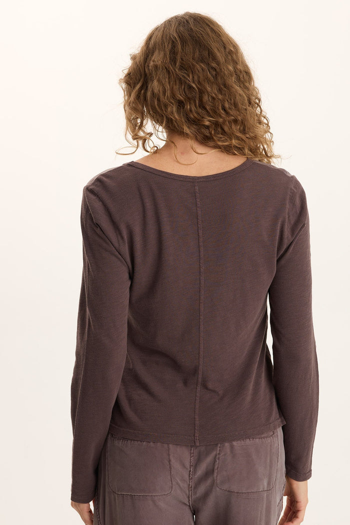 XCVI Ketti Long Sleeve Twill/Jersey Ruched V-Neck