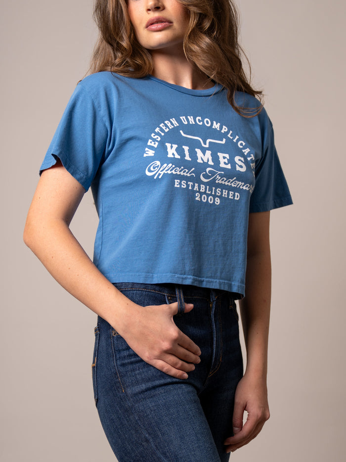 Kimes Ranch Carbon Blue Crop T Shirt