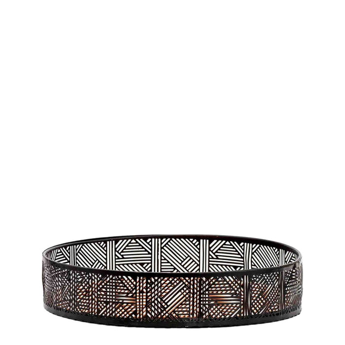 Kitchen Life 25cm Matrix Round Tray - Black & Rose Gold