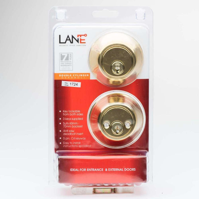 Lane Deadbolt D/Cylinder PB