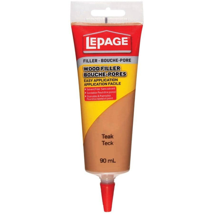 Lepage Wood Filler Teak LePage Tinted Wood Filler is a quality interior synthetic latex wood filler for cracks, holes and surface imperfections. It is a smooth, buttery paste that spreads and feathers easily -LEPAGEWOODFILLER Hannah's Variety Store