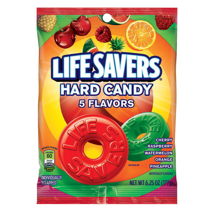 Lifesavers Candy 5 Flavor 6.25oz Peg Bag - 12ct