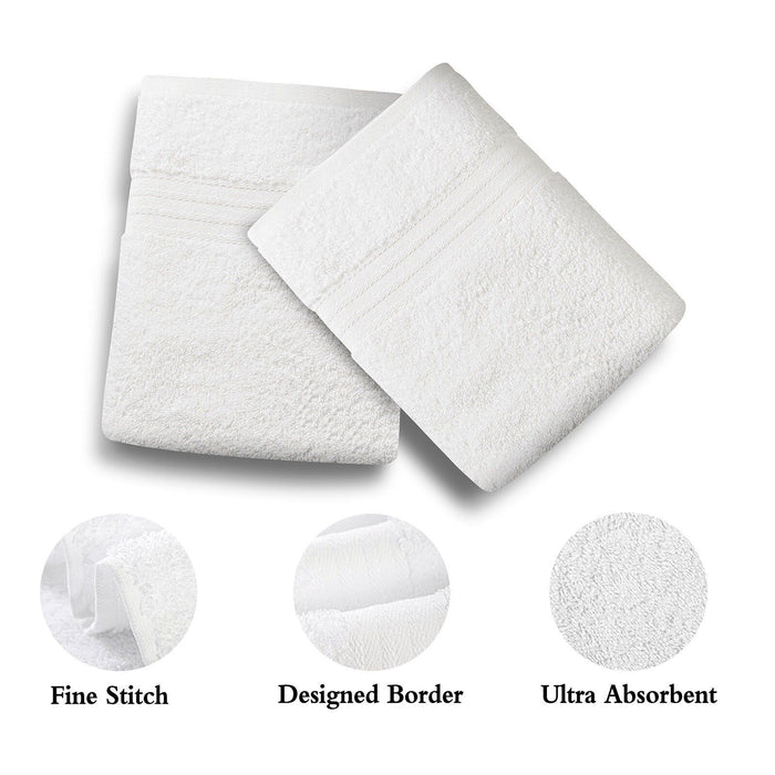 Linenland Bath Towel 4 Piece Cotton Hand Towels Set - White -Home Living Store - -