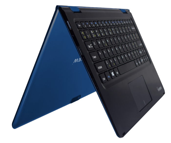 Iview Maximus II blue ultra-slim 11.6" 2-in-1 convertible laptop tent angle
