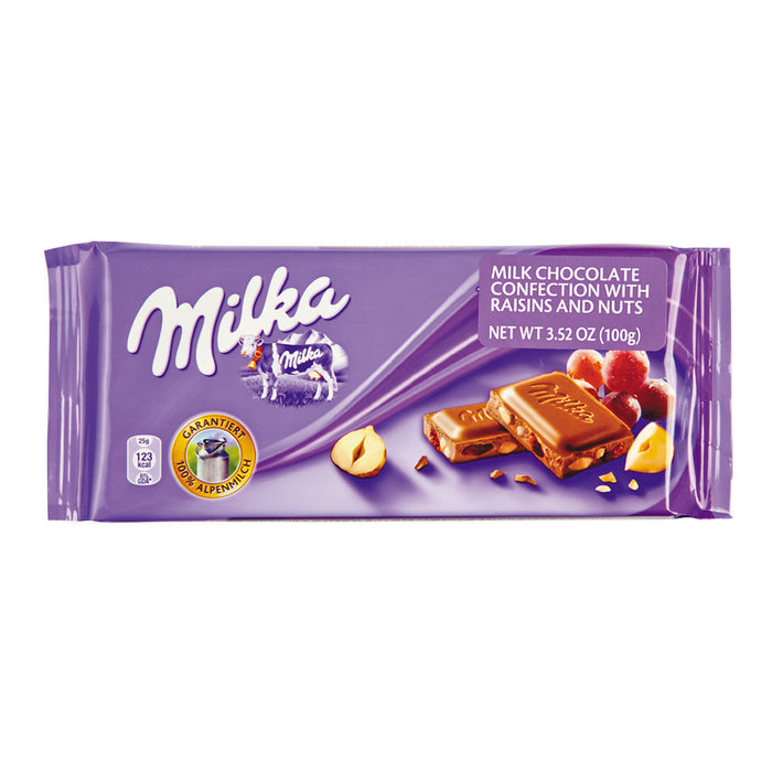 Milka Bars Raisins & Nuts 3.5oz - 22ct