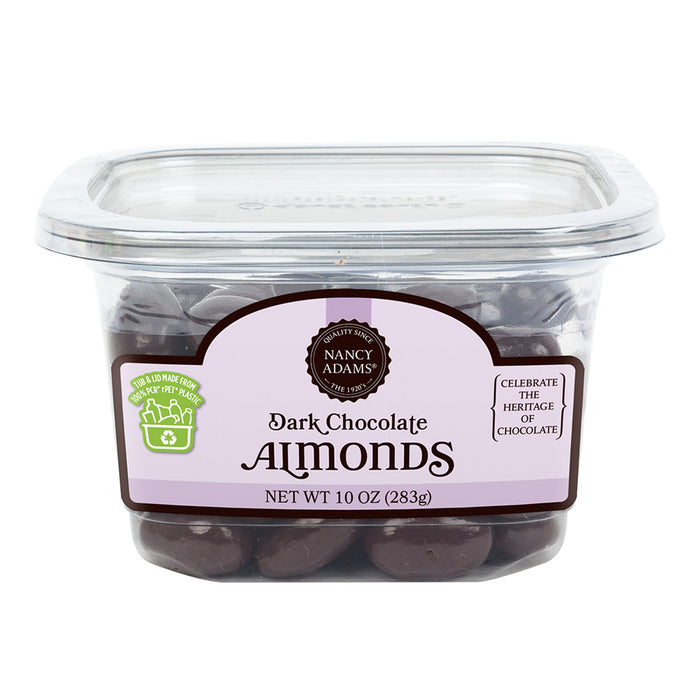 Nancy Adams Dark Chocolate Almonds 10oz Tub - 12ct
