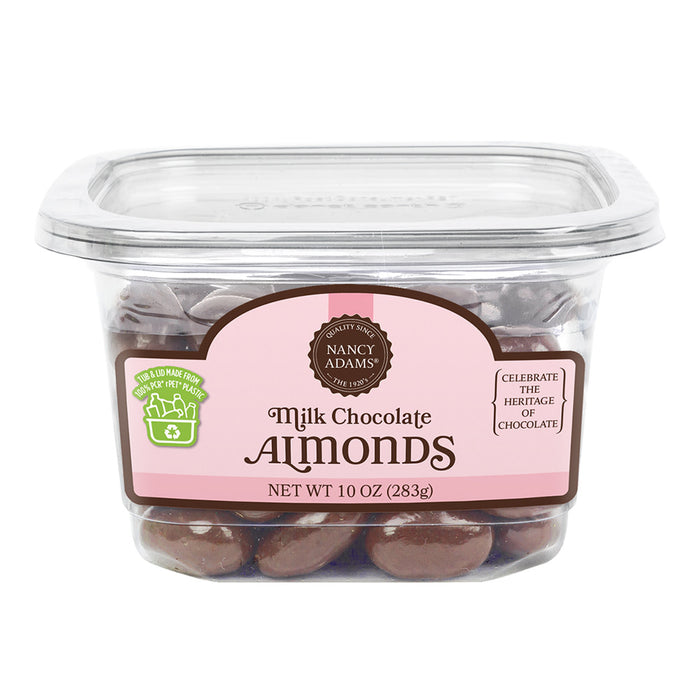 Nancy Adams Milk Chocolate Almonds 10oz Tub - 12ct