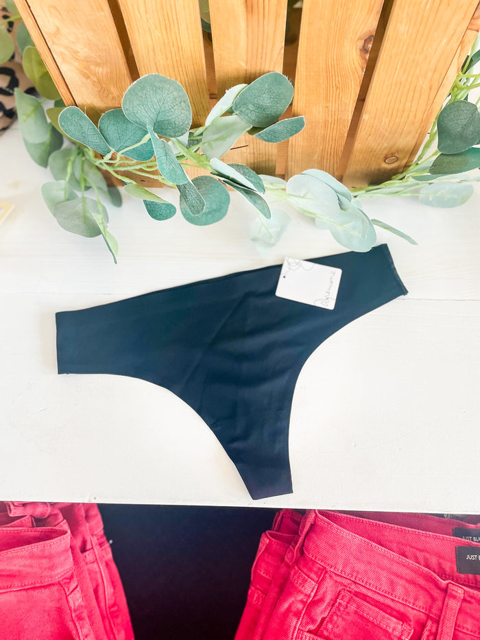 No Show Seamless Thong-Black