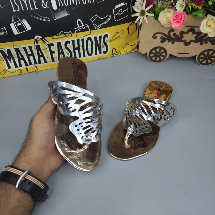 Peach Butterfly Slippers - Maha fashions - Women Footwear
