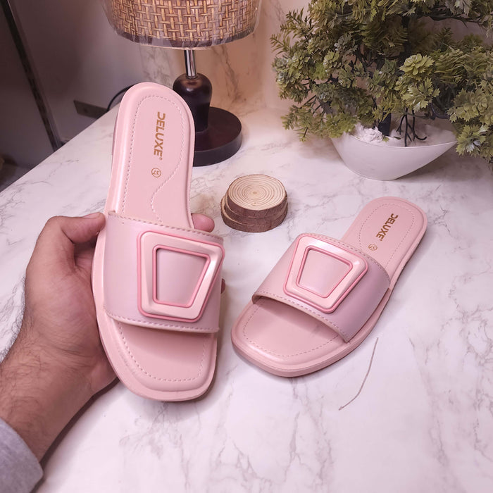 Pink Buckle Slides - Maha fashions - Women Footwear