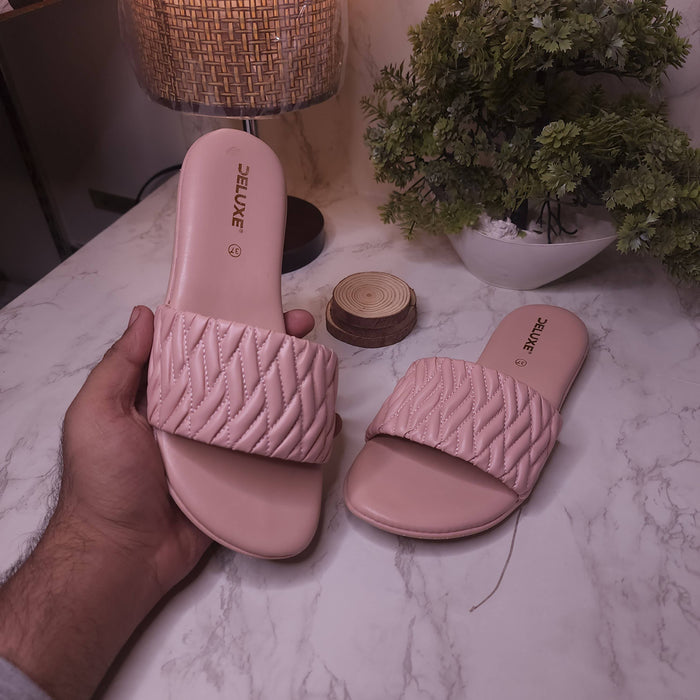 Pink Quilted Slippers - Maha fashions - Women Footwear